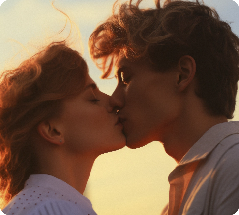 Bacio di coppia AI realistico