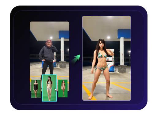 Generatore video AI body swap integrale